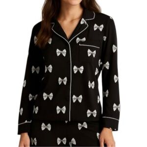 Kate Spade Black and White Bow Pajama Top- TOP ONLY